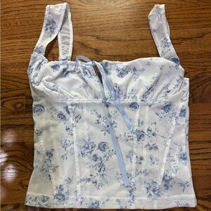 Garage Blue and White Floral Top